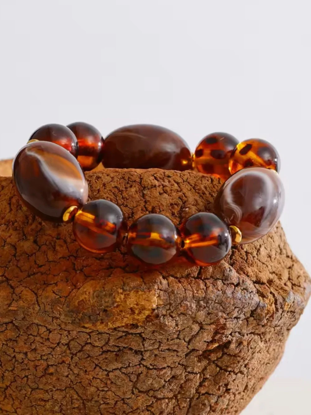 Amber Beaded Stretch Bracelet